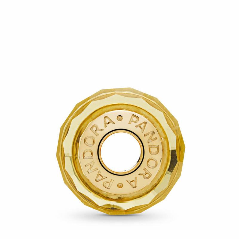 Pandora Australia Golden Faceted Murano Glass Charm - 18ct Gold Plated | AFXPQI750